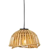 QAZQA Orientalisk pendellampa svart med naturlig bambu 30 cm - Pua