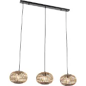 QAZQA Orientalisk pendellampa bambu 3-ljus rektangulär - Amira