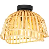 QAZQA Orientalisk taklampa svart med naturlig bambu 30 cm - Pua