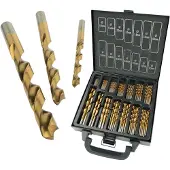 BRÜDER MANNESMANN M54399 HSS Metall-spiralborrset 99 delar 1 mm, 1.5 mm, 2 mm, 2.5 mm, 3 mm, 3.5 mm, 4 mm, 4.5 mm, 5 mm, 5.5 mm, 6 mm, 6.5 mm, 8 mm, 10 mm TiN