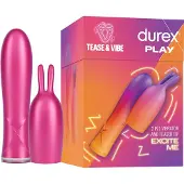 Durex Tease &amp; Vibe - stavvibrator med kanin klitorisstimulator - rosa