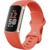 Fitbit Charge 6 aktivitetsarmband Coral Band / Champagne Gold Case