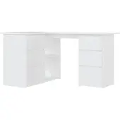 vidaXL Hörnskrivbord vit 145x100x76 cm konstruerat trä