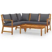 vidaXL Loungegrupp med dynor 4 delar massivt akaciaträ