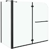 vidaXL Dubbel hopfällbar badkarsskärm, ESG, 120x68x130 cm, svart