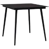 vidaXL Trädgårdsbord svart 80x80x74 cm stål och glas