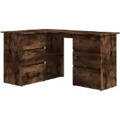 vidaXL Hörnskrivbord rökfärgad ek 145x100x76 cm konstruerat trä