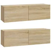 vidaXL Väggmonterade tv-bänkar 2 st 100x30x30 cm konstruerat trä