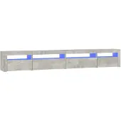 vidaXL Tv-bänk med LED-belysning betonggrå 270x35x40 cm