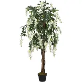 vidaXL Konstväxt blåregn 840 blad 150 cm grön och vit