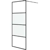 vidaXL Duschvägg svart 80x195 cm halvfrostat ESG-glas