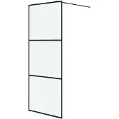 vidaXL Duschvägg svart 80x195 cm frostat ESG-glas