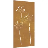 vidaXL Väggdekoration 105x55 cm rosttrögt stål blomdesign