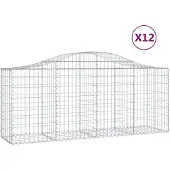 vidaXL Gabioner bågformade 12 st 200x50x80/100 cm galvaniserat järn