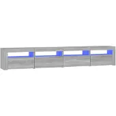 vidaXL TV-bänk med LED-belysning grå sonoma 240x35x40 cm