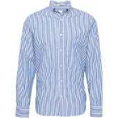 Gant för män. 3000130 Blå randig poplinskjorta Regular Fit (S), Casual, Bomull, Klassisk, Lång ärm