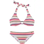 Venice beach Bikini blå / ljusrosa / svart / vit