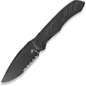 Microtech Anax S/E DLC fällkniv, Titanium/Carbon Fibre, Half Serrated