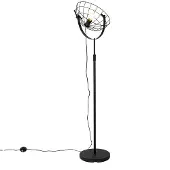 QAZQA Industriell golvlampa svart 35 cm justerbar - Hanze
