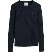 Gant för kvinnor. 4800100 Klassisk kabelstickad tröja i marinblått (XS), Casual, Ekologisk bomull, Marino