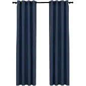 vidaXL Mörkläggningsgardin med öljetter linnelook 2 st blå 140x225cm