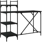 vidaXL Datorskrivbord med hyllor, svart, 120x47x109 cm