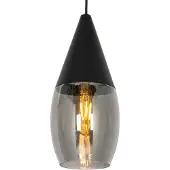 QAZQA Modern Hänglampa Svart med Rökglas - Drop