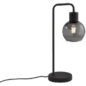 QAZQA Art Deco bordslampa svart med rökglas - Vidro