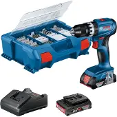 Bosch Professional Gsb18v-45+2x2.0ah Gal18v-20+82acc+lc Elektrisk Skruvmejsel