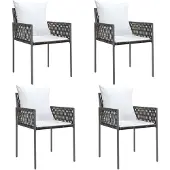 vidaXL Trädgårdsstolar 4 st med dynor brun 54x61x83 cm konstrotting