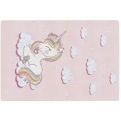 vidaXL Barnmatta rosa 160x230 cm enhörning tvättbar halkfri