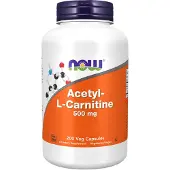Now Acetyl-L-Karnitin, 500 mg, 200 Veg Kapslar