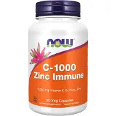 Now , C-1000 Zink immun, Vitamin C, 1 000 mg & Zink, 15 mg, 90 veg. kapslar
