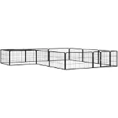 vidaXL Hundbur 12 paneler svart 100x50 cm pulverlackerat stål