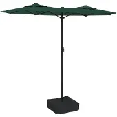 vidaXL Trädgårdsparasoll dubbelt med LEDs grön 316x145 cm