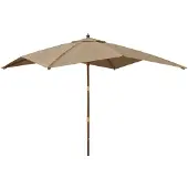 vidaXL Parasoll med trästång 300x300x273 cm taupe
