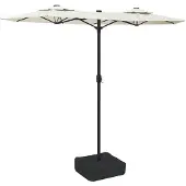 vidaXL Trädgårdsparasoll dubbelt sandvit 316x145 cm