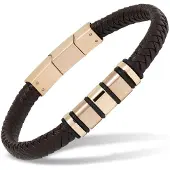 Ace of Spades brun armband läder/stål SSLB-103RG