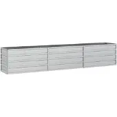 vidaXL Odlingslåda upphöjd galvaniserat stål 240x40x45 cm silver