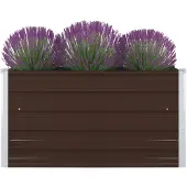 vidaXL Odlingslåda 100x100x45 cm galvaniserat stål brun