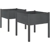 vidaXL Odlingslådor 2 st grå 70x70x70 cm massiv furu