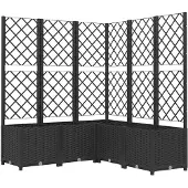 vidaXL Odlingslåda med spaljé svart 120x120x136 cm PP