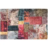 vidaXL Matta tvättbar lappmönster 80x150 cm flerfärgad halkfri