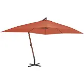 vidaXL Frihängande parasoll med trästång 400x300 cm terrakotta