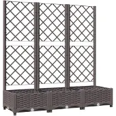 vidaXL Odlingslåda med spaljé brun 120x40x121,5 cm PP