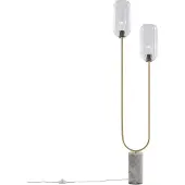 QAZQA Art Deco golvlampa mässing med klart glas 2-ljus - Rid