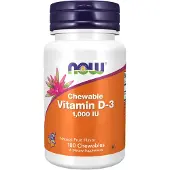 NOW,NOW Foods,NOW,NOW Foods , Smältbar Vitamin D-3, Frukt, 25 mcg (1 000 IU), 180 Smältbara