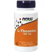 Now L-teanin 100 mg, 90 vegetabiliska kapslar - Avslappning med vakenhet, koffeinfritt grönt te, GMO-fri, Vegetariska/Veganska