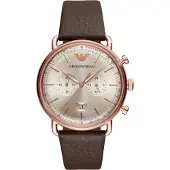 Giorgio Armani Klocka - - AR11106 - Kronograf - Brunt läder - 5 ATM vattentäthet