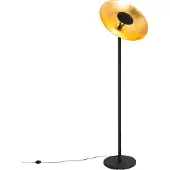 QAZQA Industriell golvlampa svart med guldinsida 60 cm - Magnax